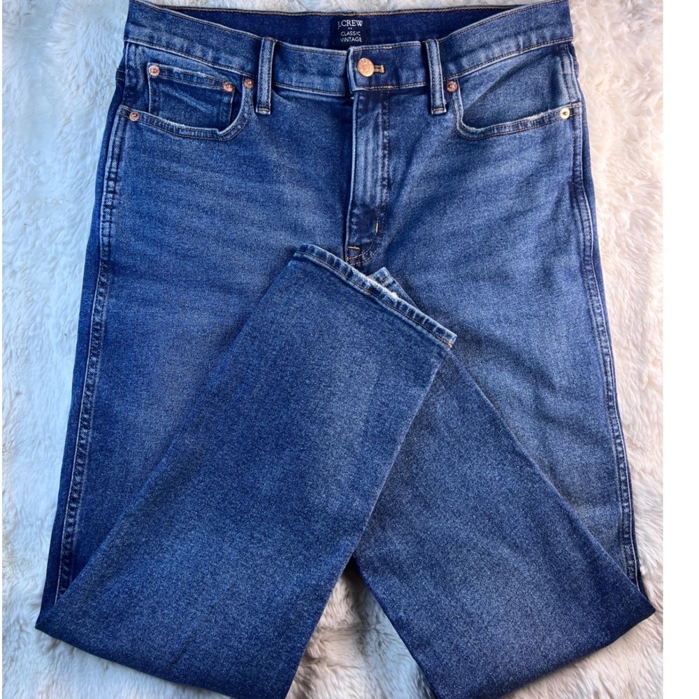 J.Crew Classic Vintage Straight Leg Jeans Blue Medium Wash High Rise Sz 31. A25